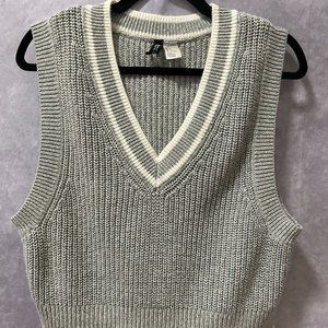 Grey Preppy V-neck Sweater Vest
